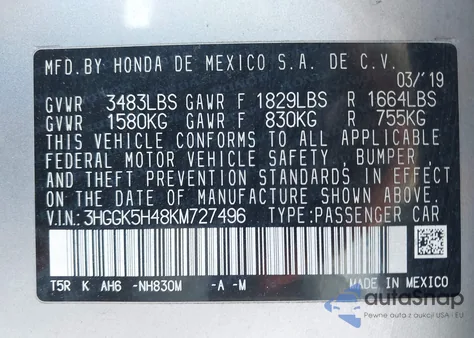 2019 Honda Fit Lx from USA, damaged, VIN 3HGGK5H48KM727496
